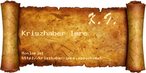 Kriszhaber Imre névjegykártya